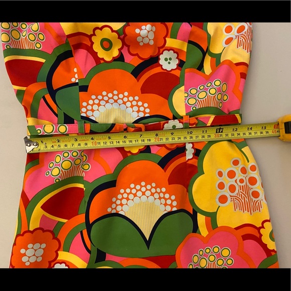 Mod small 2 4 wiggle sheath dress floral 60s belt - Picture 5 of 14